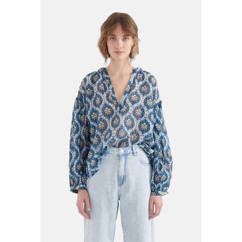 Shoeby Eksept blousetop met all over print blauw
