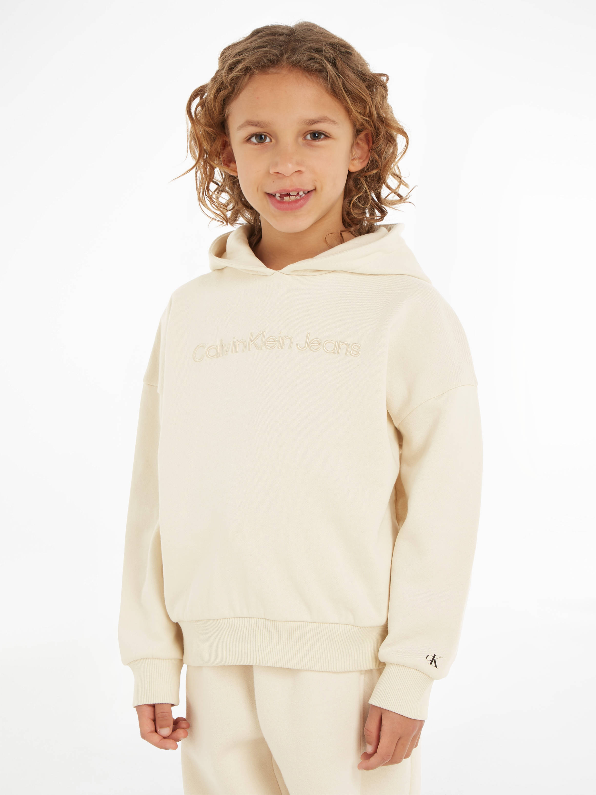 Calvin Klein hoodie met logo ecru | wehkamp