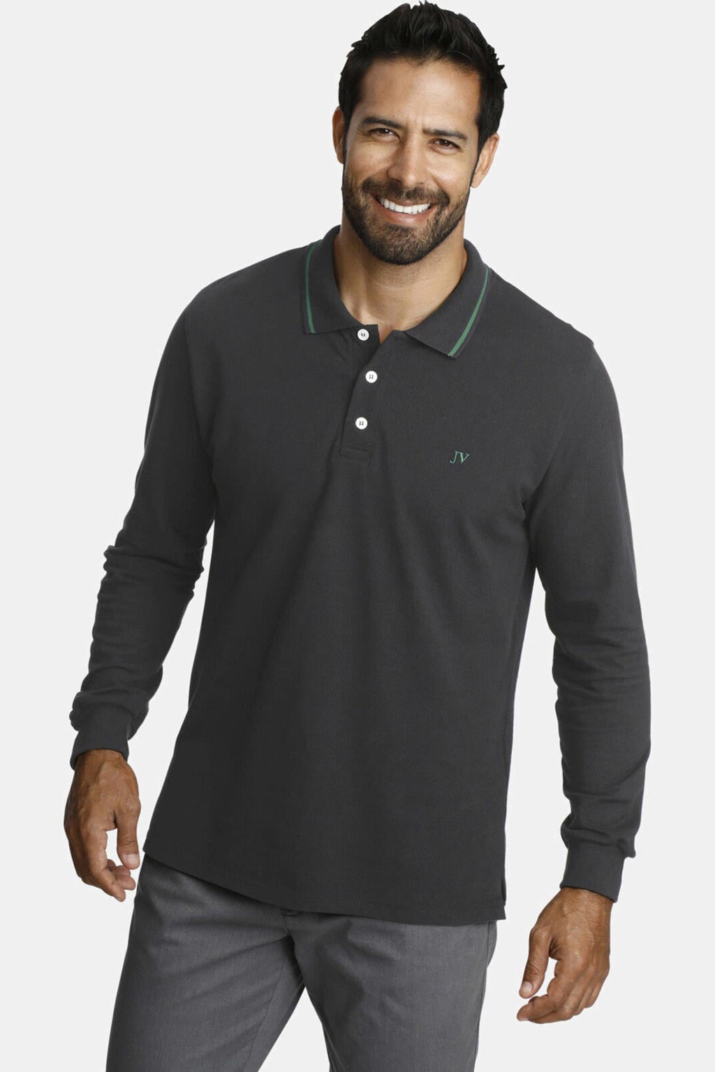 Jan Vanderstorm loose fit polo Plus Size ELLIS grijs