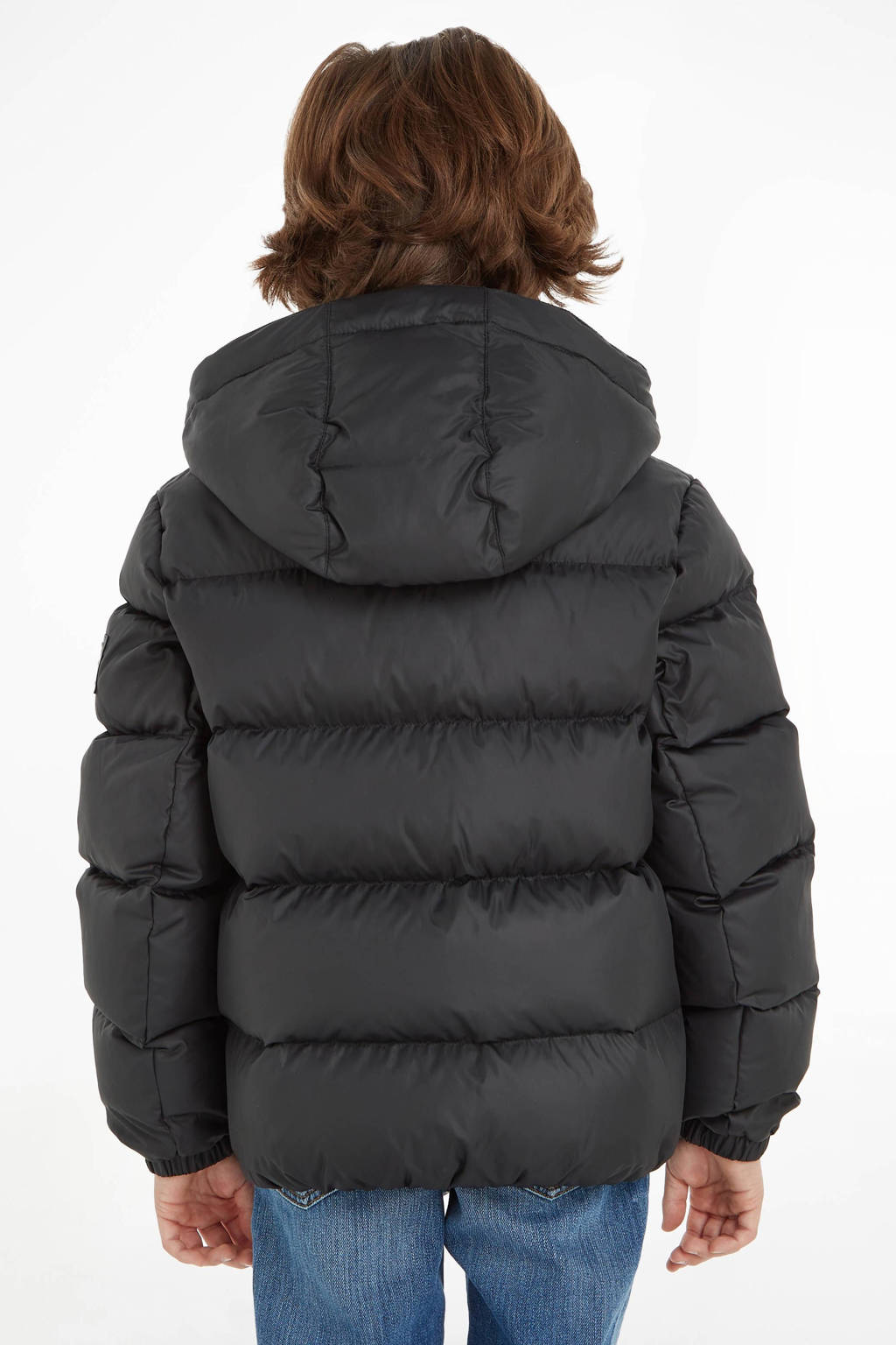 stoeprand ongebruikt Sluimeren Tommy Hilfiger gewatteerde winterjas ESSENTIAL DOWN van gerecycled  polyester zwart | wehkamp