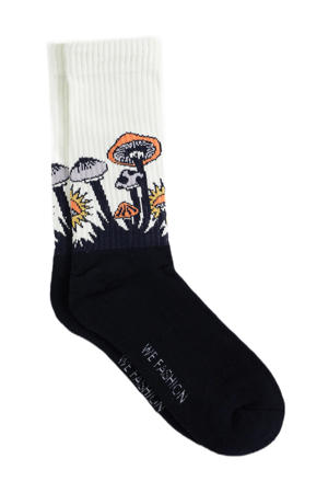sokken met all over print zwart/wit