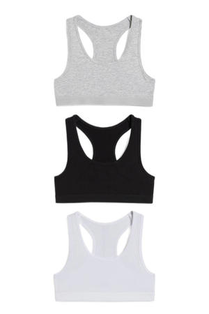 bh top - set van 3 wit/zwart/grijs