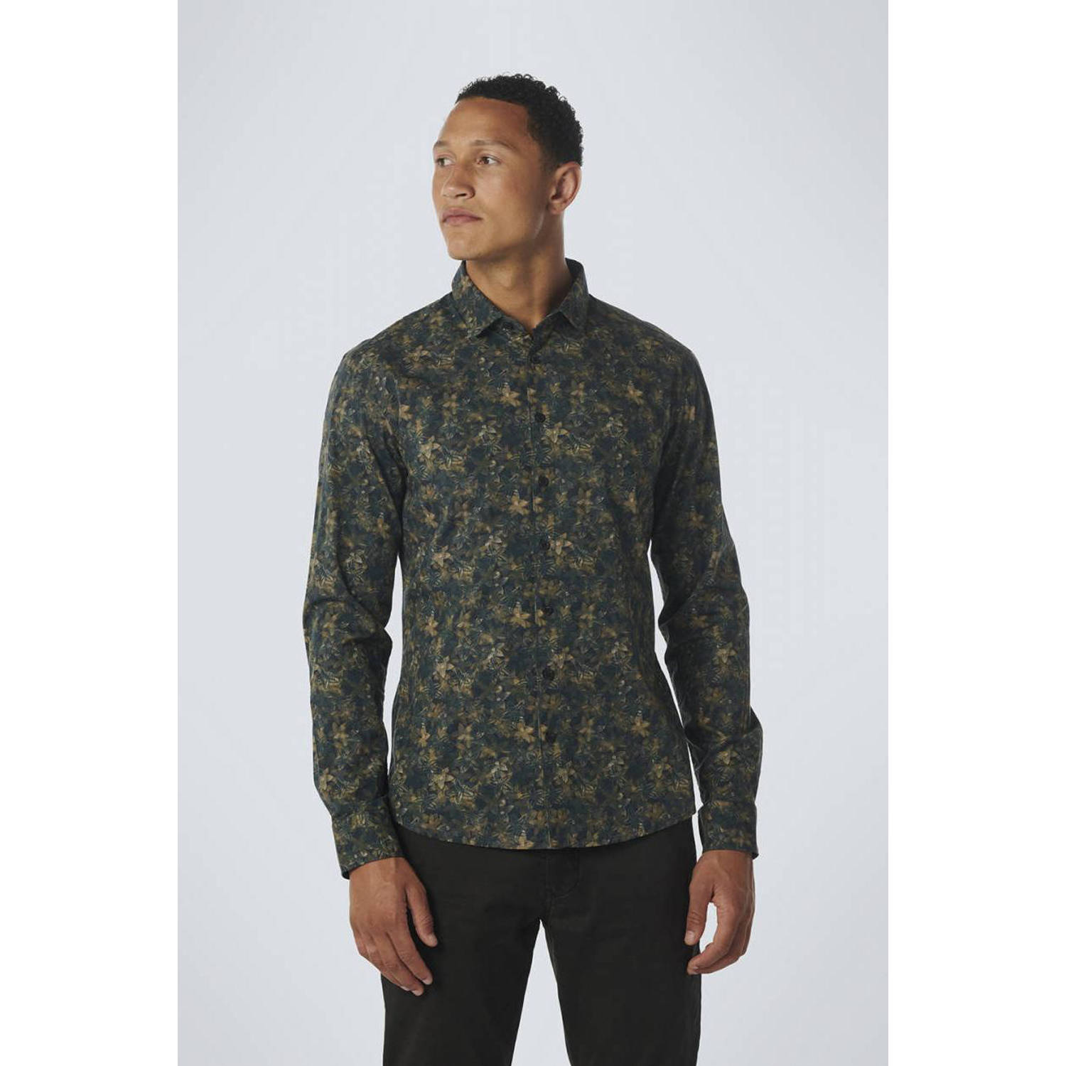No Excess slim fit overhemd met all over print ocean