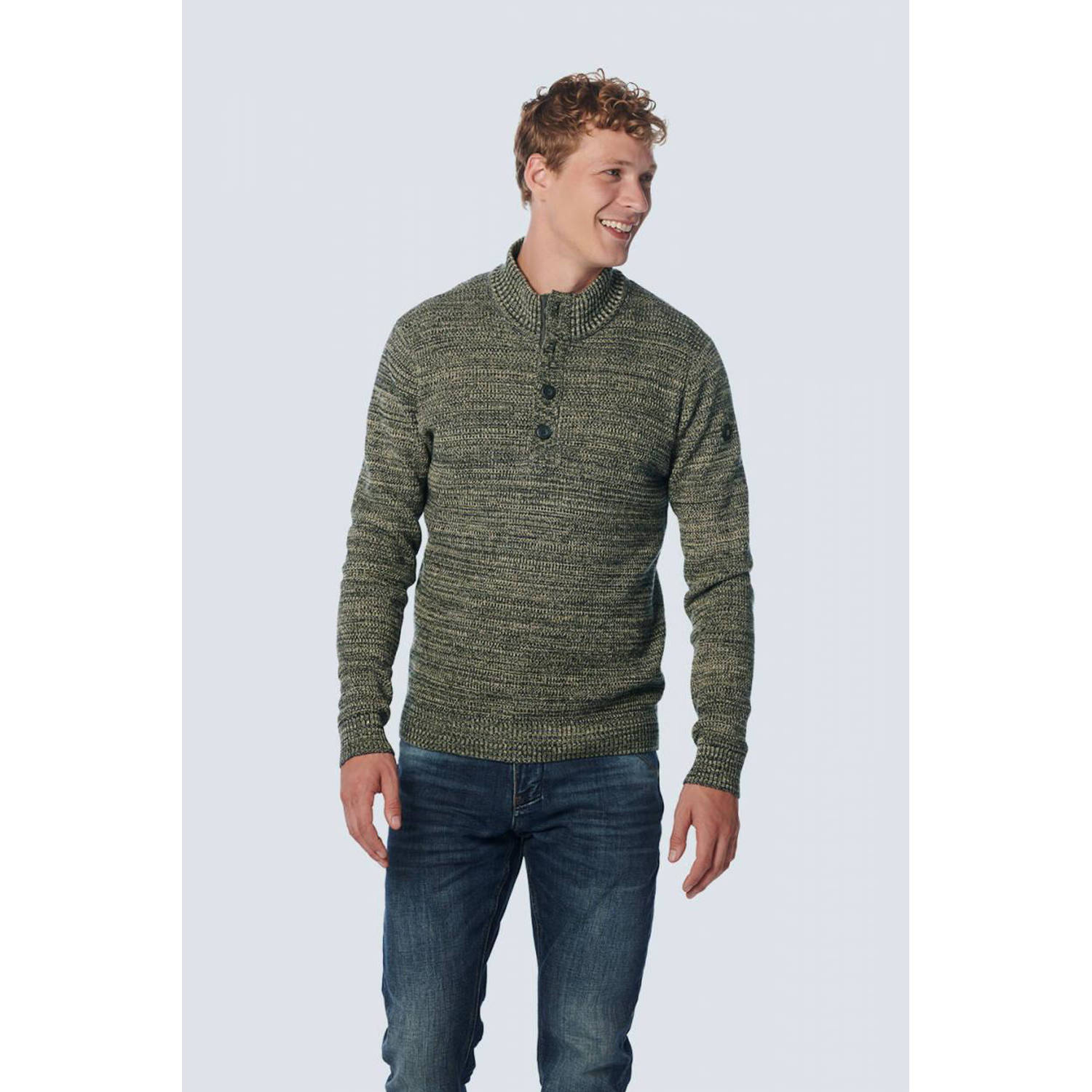 No Excess gemêleerde gebreide trui dark green