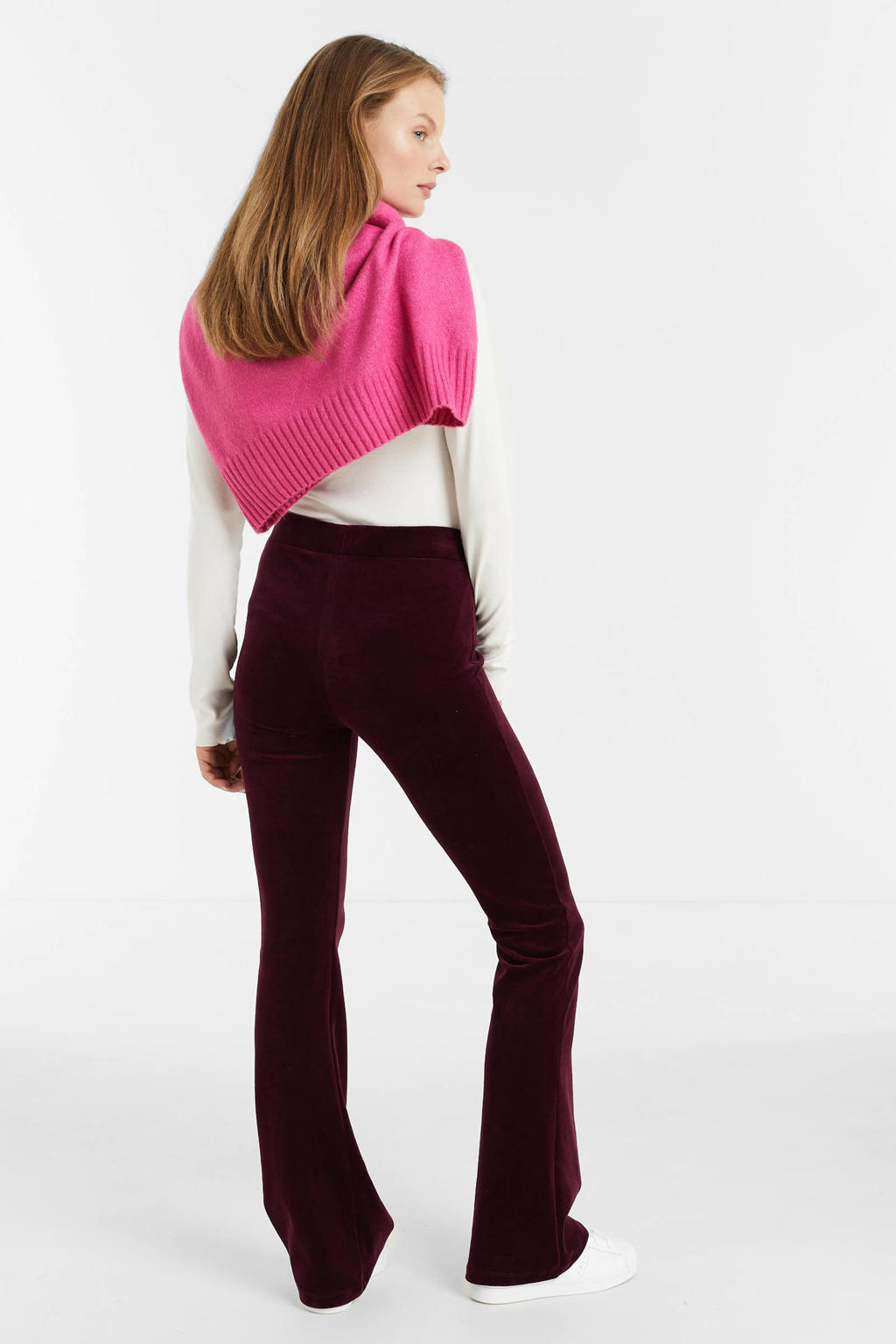 anytime velvet flared legging paars wehkamp