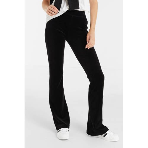 anytime fluwelen flared broek zwart afbeelding