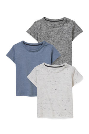 T-shirt - set van 3 grijs/blauw