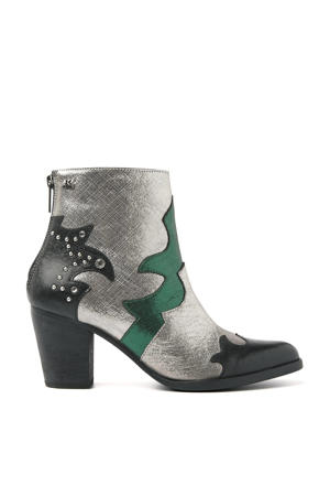   leren cowboylaarzen zilver/groen
