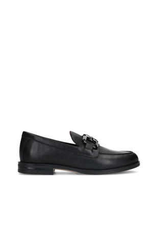 leren loafers met gesp zwart