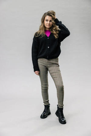 geruite super skinny broek beige/grijs