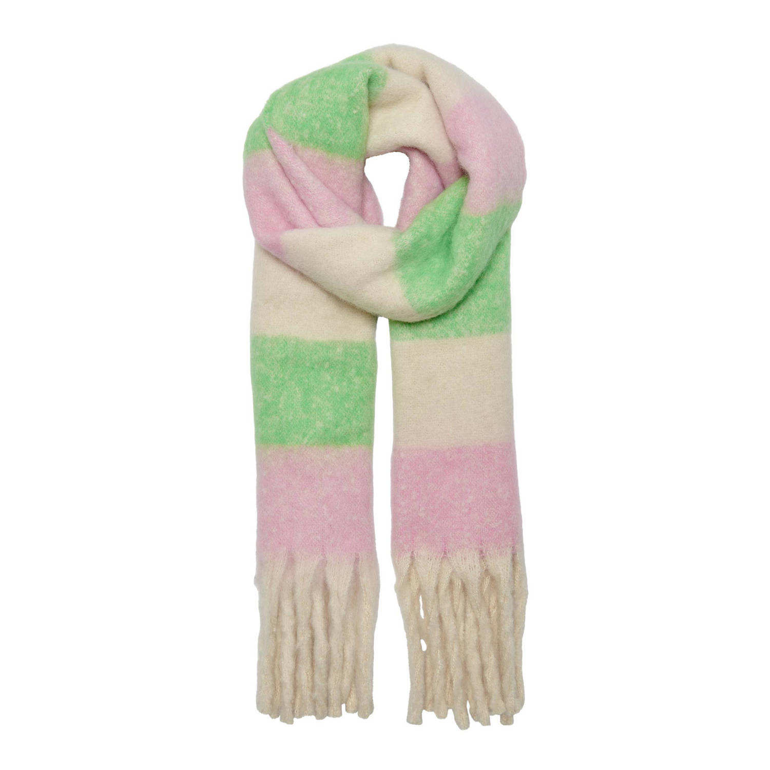 ONLY sjaal ONLCARMEN roze groen ecru
