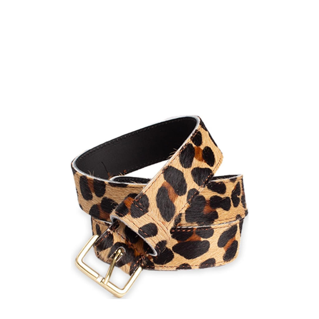 Legend leren riem met panterprint beige