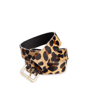 leren riem met panterprint beige