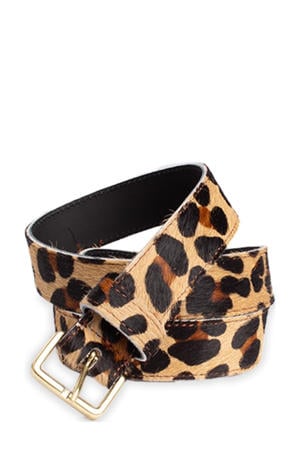 leren riem met panterprint beige
