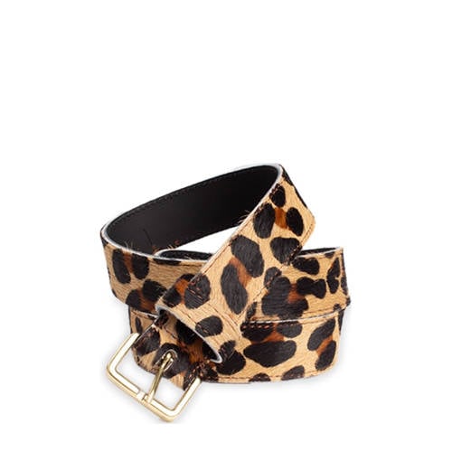 Legend leren riem met panterprint beige afbeelding