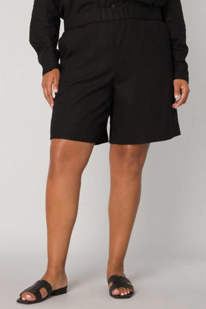 regular fit short Yardan met linnen zwart