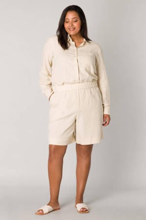 regular fit short met linnen beige