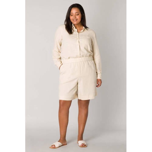 Base Level Curvy regular fit short met linnen beige afbeelding