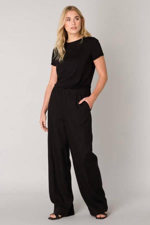 loose fit broek Yul met linnen zwart