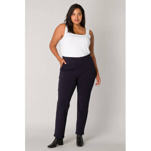 Base Level Curvy jersey broek Yoella donkerblauw afbeelding