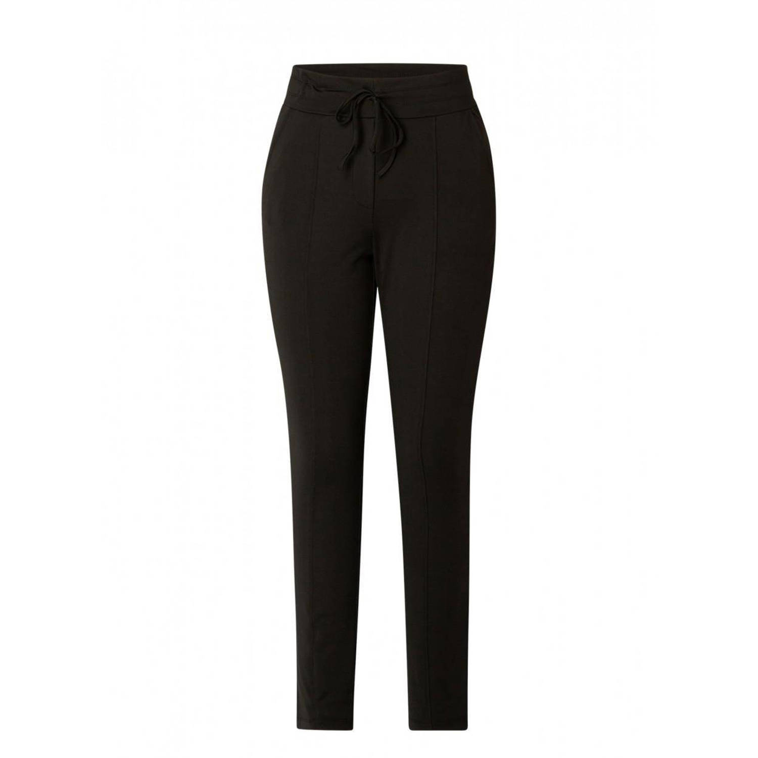 ES&SY slim fit broek van travelstof zwart