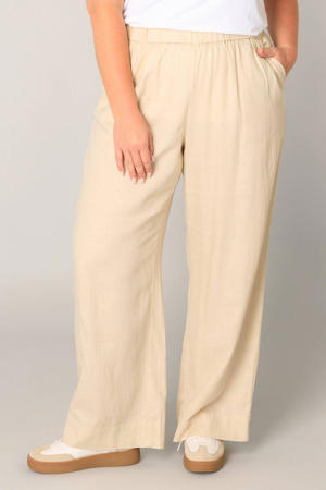 high waist wide leg broek met linnen ecru