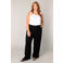 Base Level Curvy wide leg broek Yula met linnen zwart