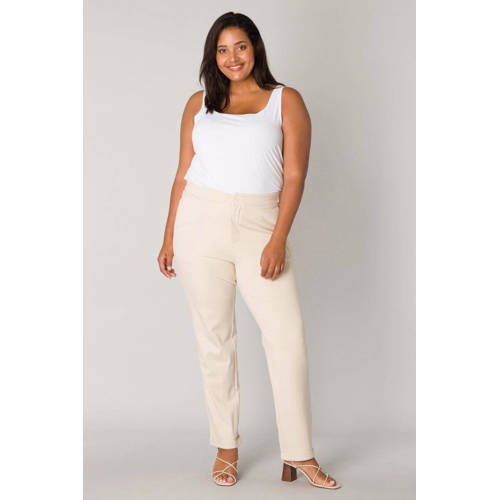 Base Level Curvy cropped tapered fit broek Yoella light beige afbeelding