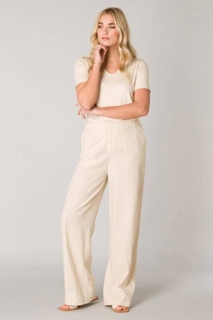 loose fit broek Yul met linnen beige