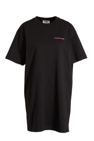 T-shirtjurk van biologisch katoen zwart/ roze