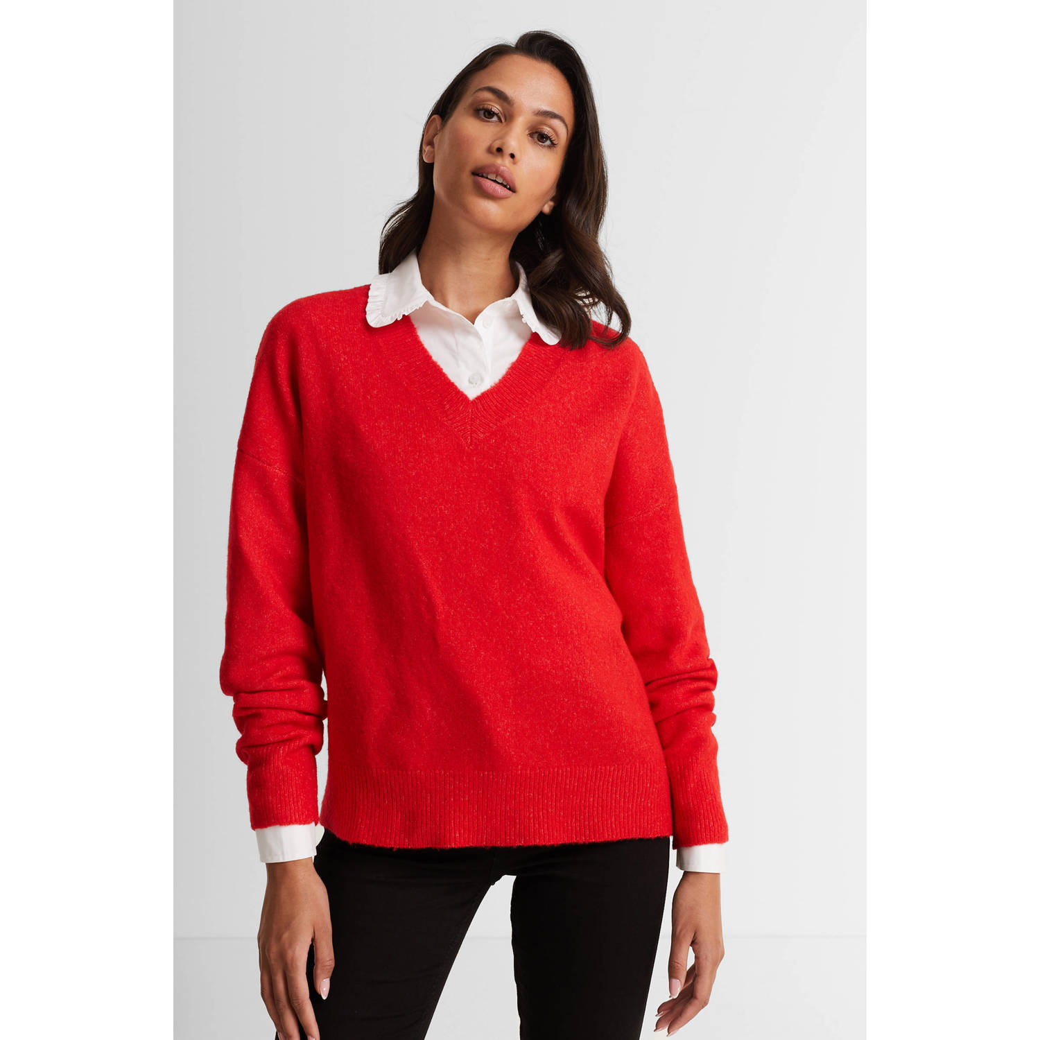 Anytime trui met v-hals rood