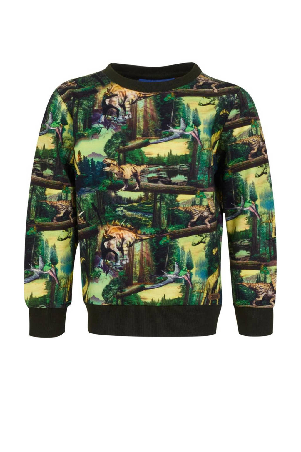 sweater Four met all over print donkergroen/multicolor