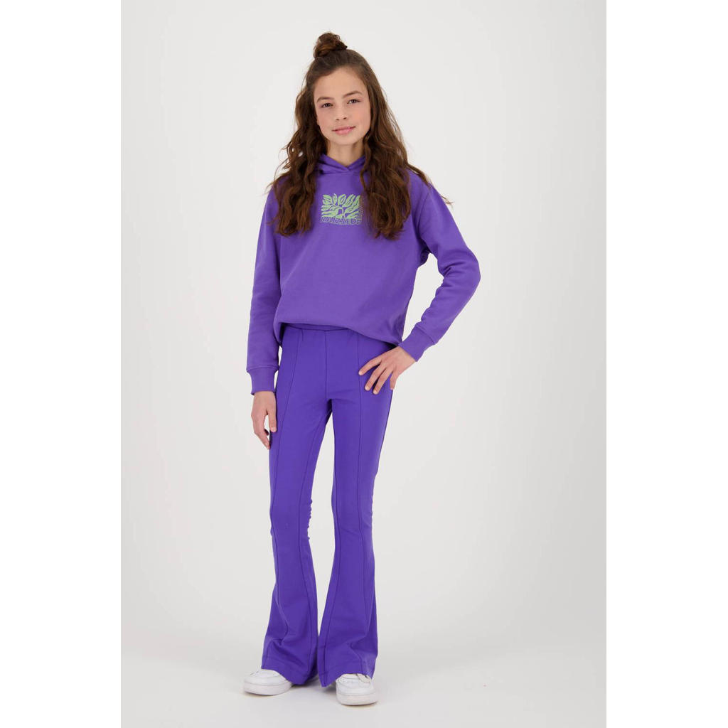 Paarse meisjes Raizzed high waist flared broek Melis van katoen met effen