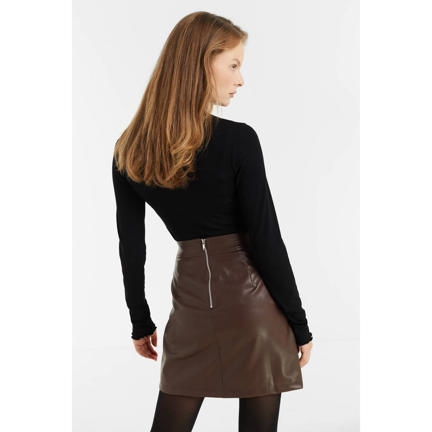 anytime imitatieleren rok bruin