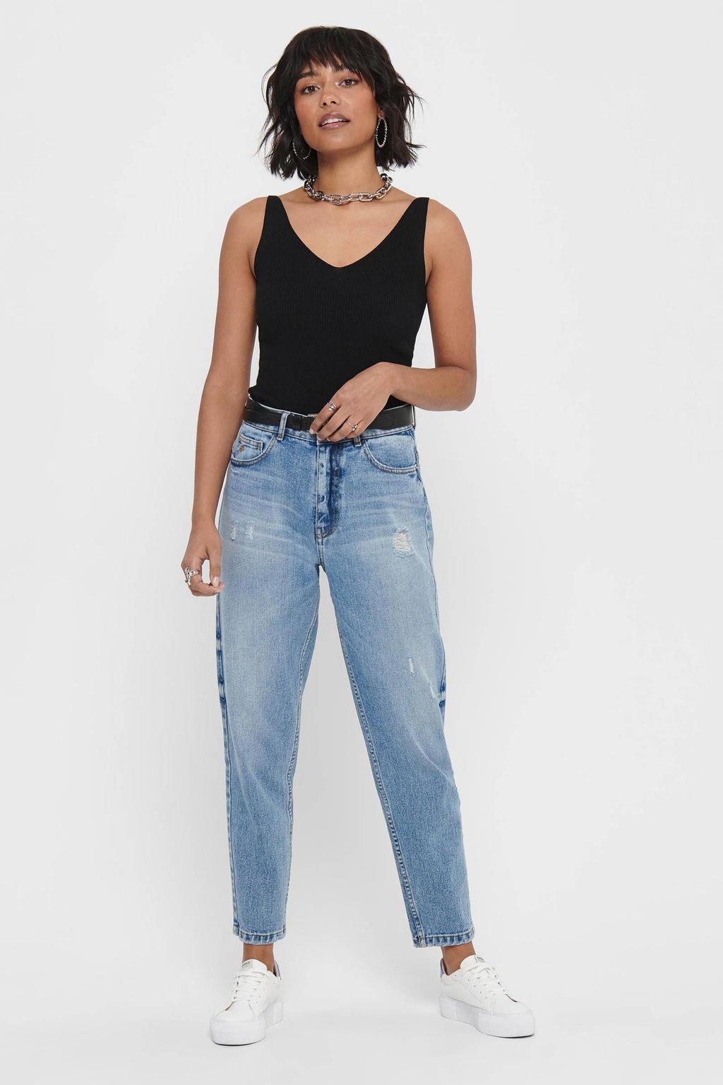 JDY ribgebreide top JDYNANNA zwart