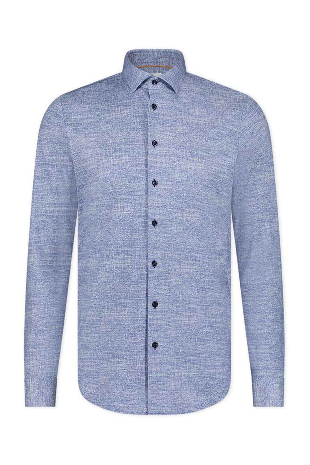 Blue Industry gemêleerd slim fit overhemd blauw
