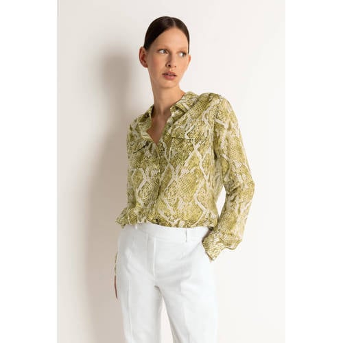 Claudia Sträter blouse met slangenprint groen