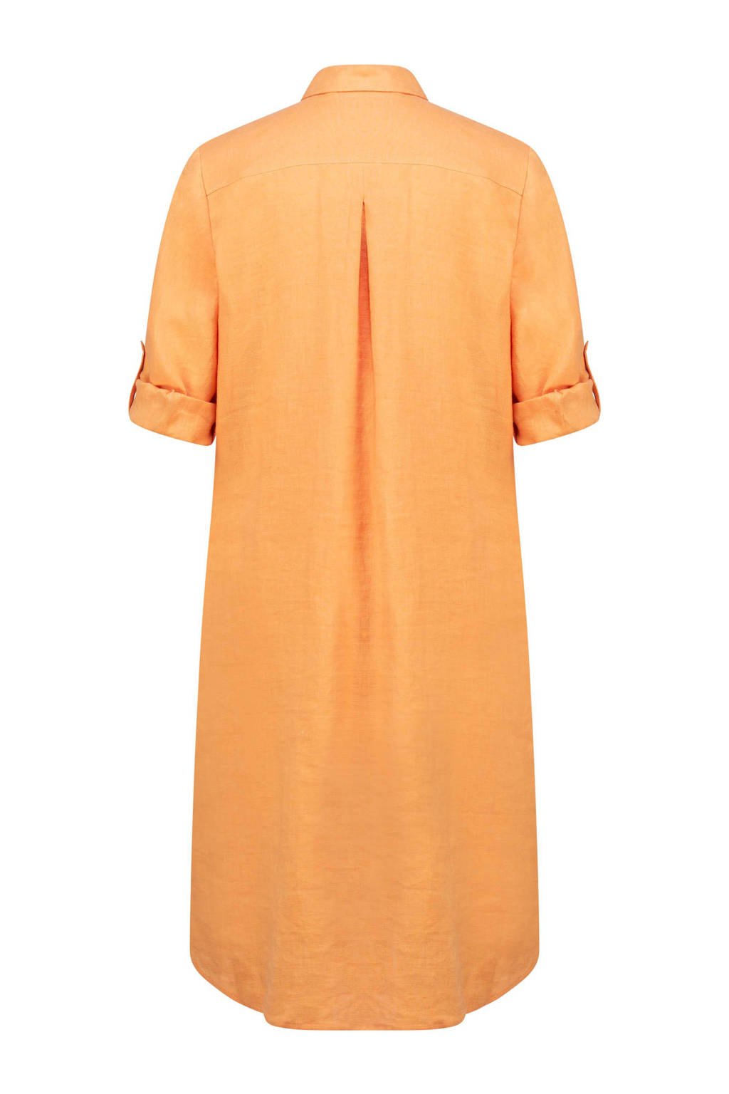 Jurken Dames Oranje Linnen Jurk La Salle Amsterdam Linnen Midi