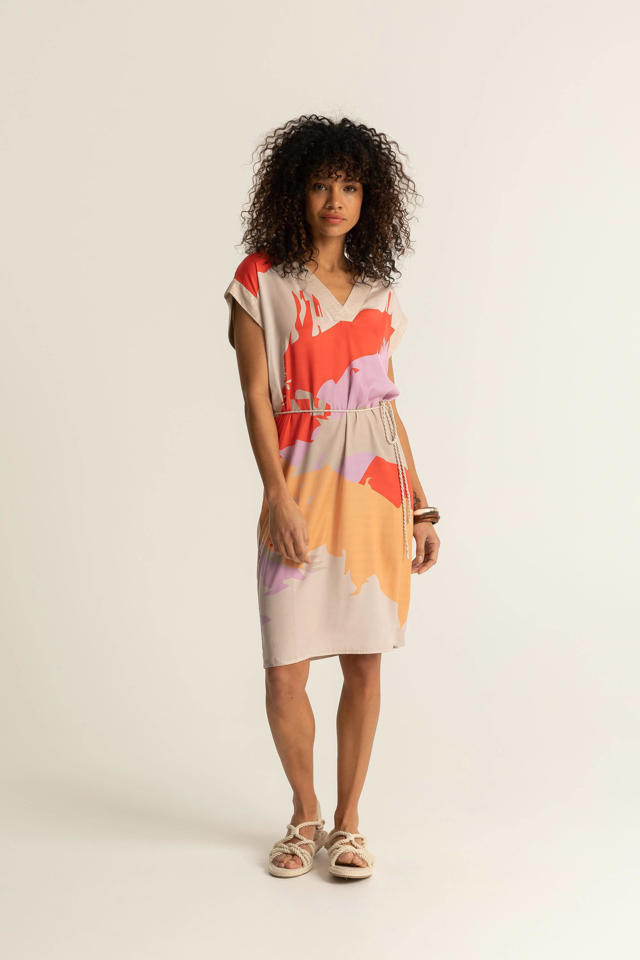 Expresso jurk ceintuur ecru/oranje/koraalrood | wehkamp