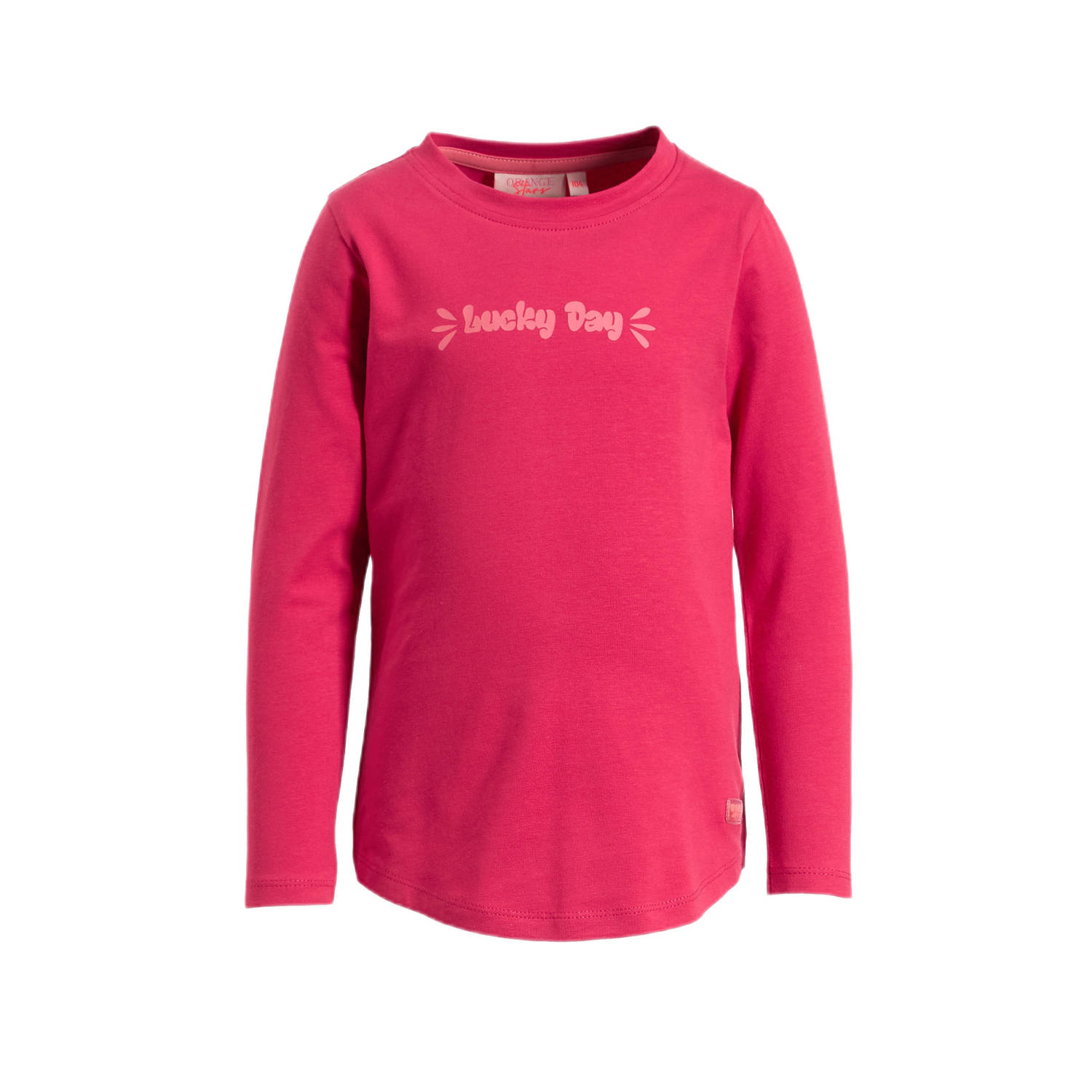 Orange Stars longsleeve Nellie met tekstopdruk roze Meisjes Katoen Ronde hals 116