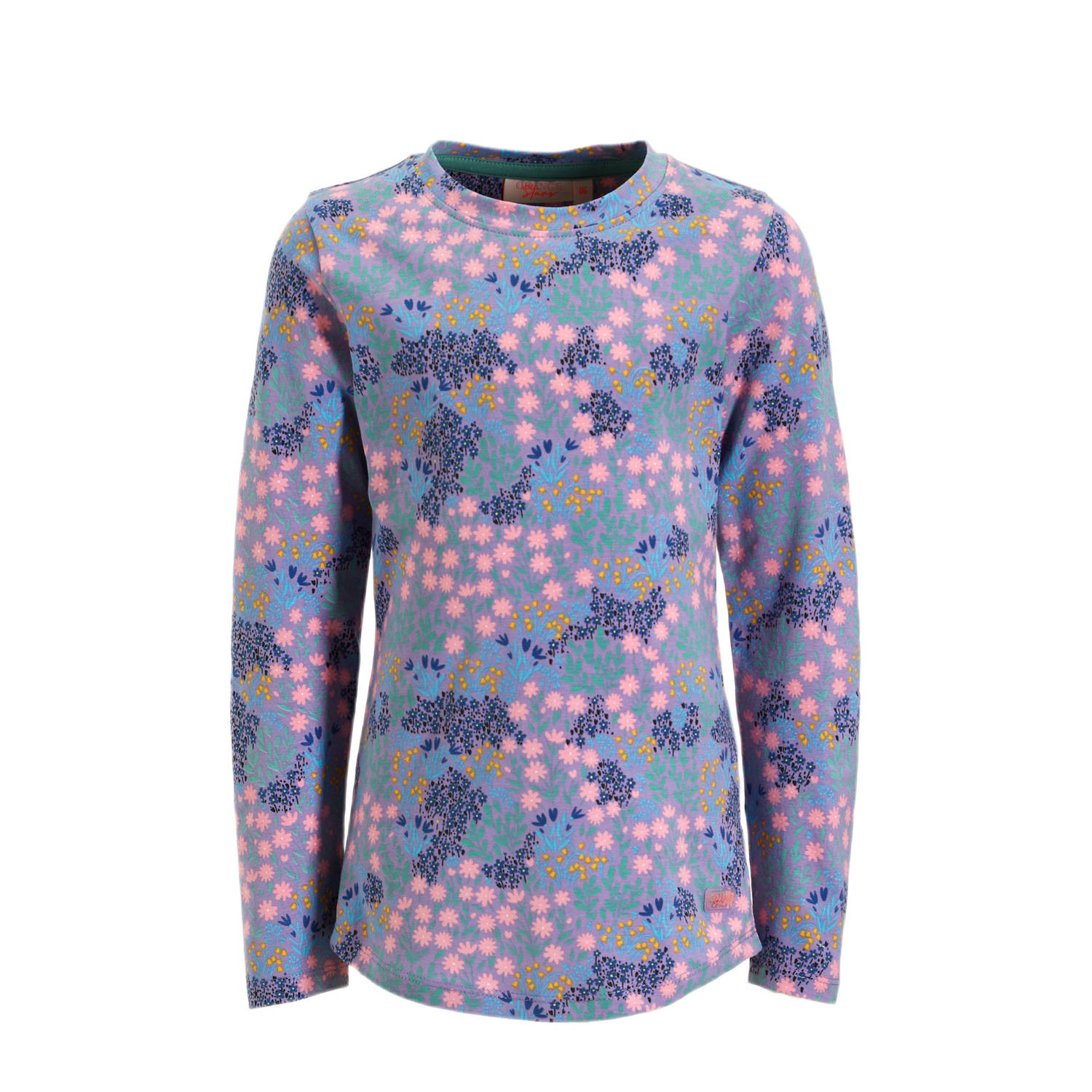 Orange Stars longsleeve Nellie met tekstopdruk multi Meisjes Katoen Ronde hals 104