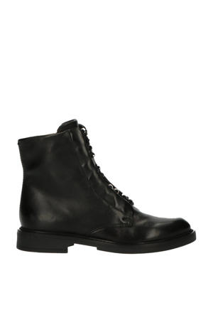 Fabia  leren veterboots zwart