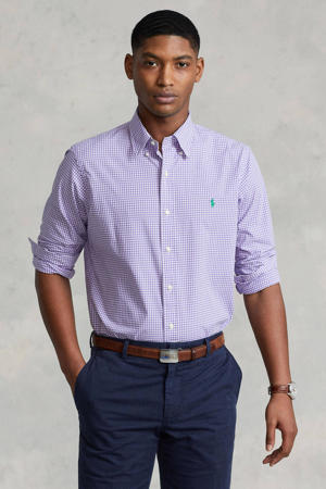 geruit regular fit overhemd lavender/white