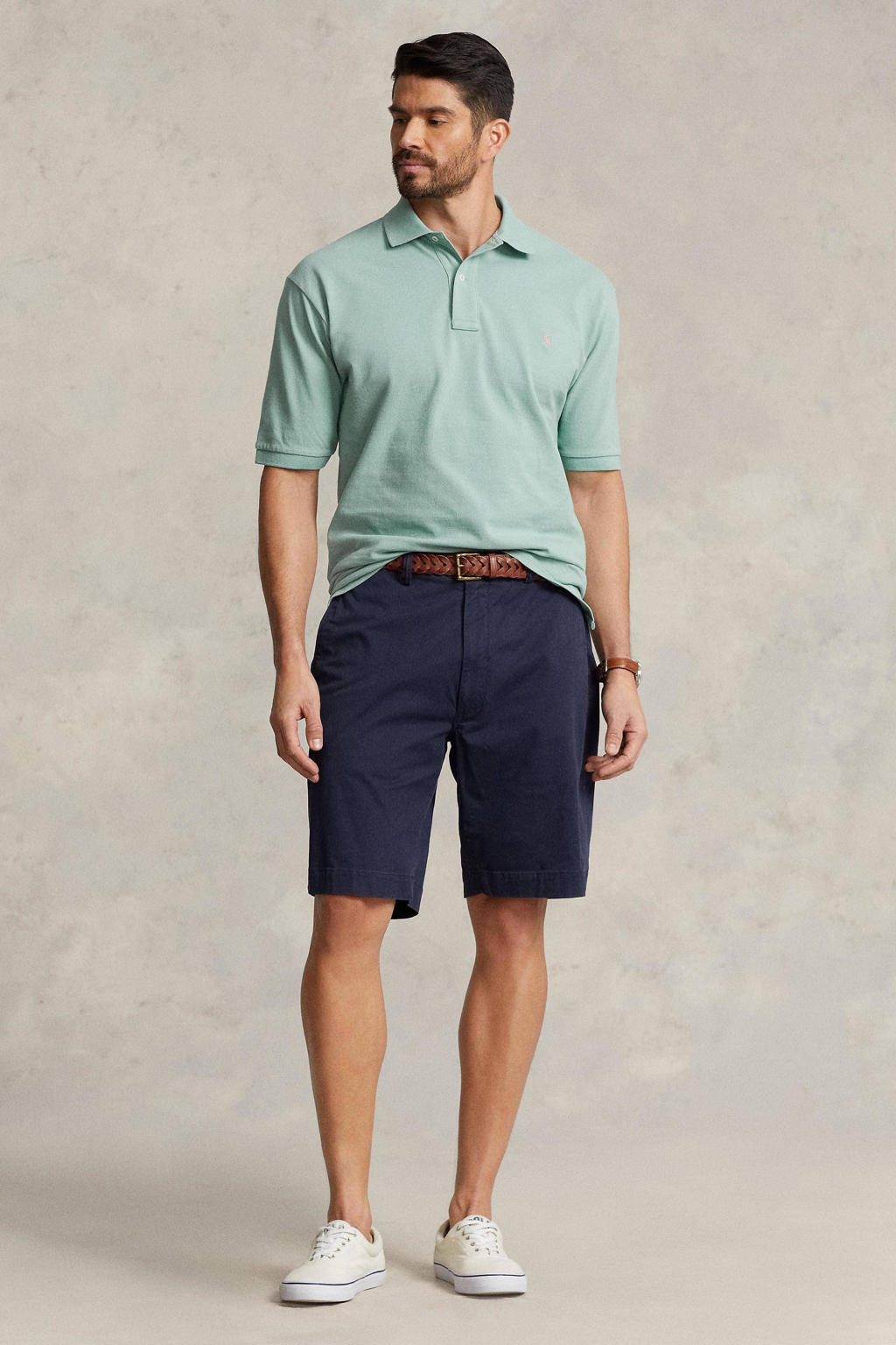 Mintgroene heren POLO Ralph Lauren Big & Tall +size regular fit polo van katoen met korte mouwen en knoopsluiting
