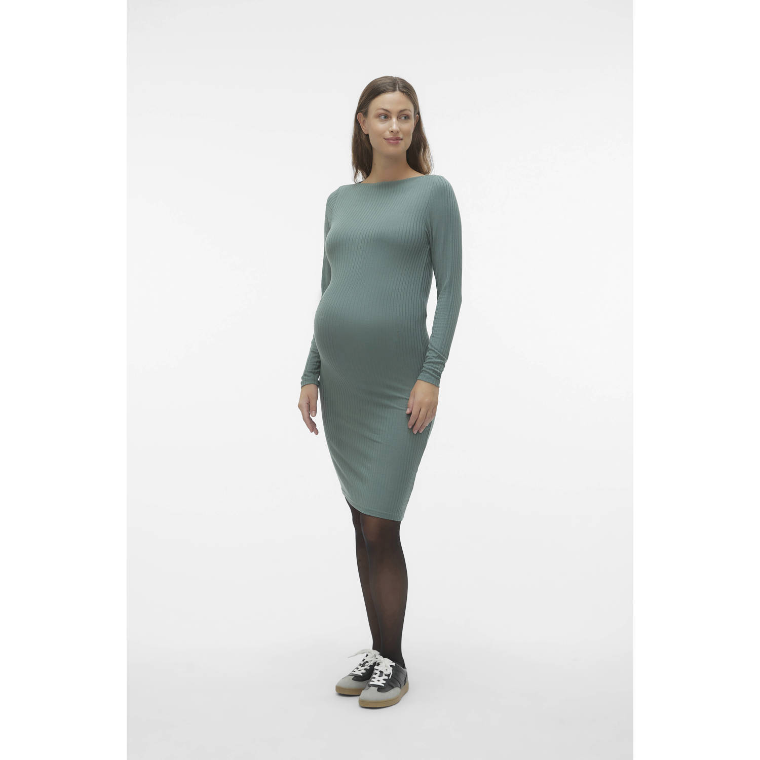 Mamalicious zwangerschapsjurk MLTRINITY donkergroen Dames Viscose Boothals XL
