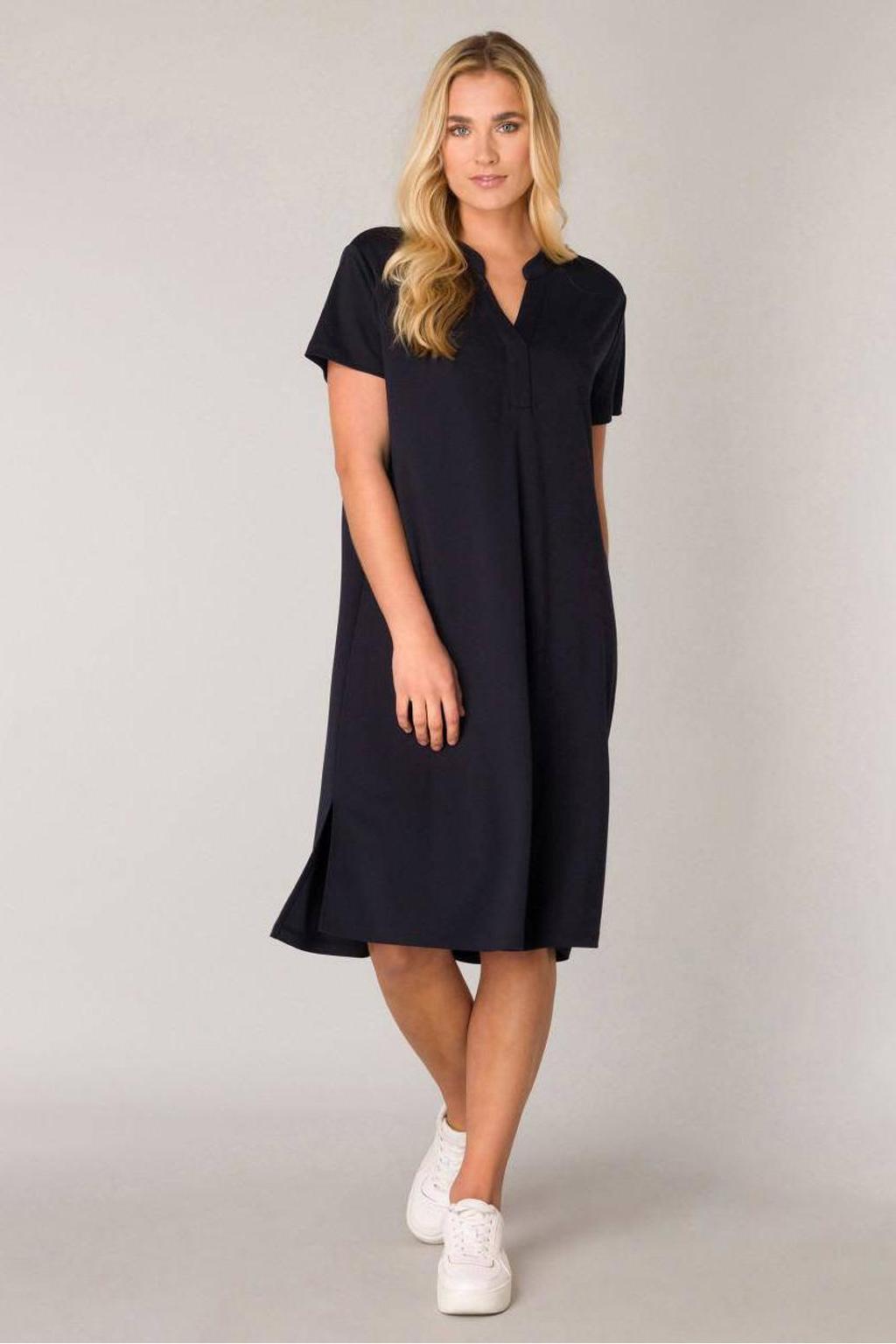 Base Level jurk Yen met ceintuur donkerblauw