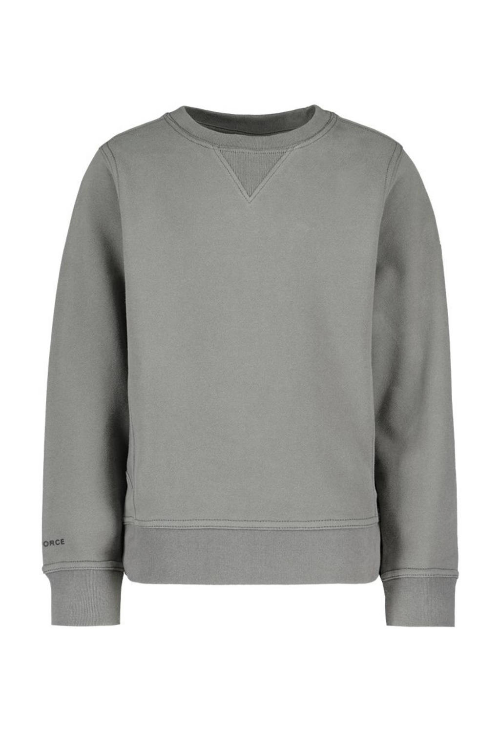 Grijze jongens Airforce sweater met effen, lange mouwen en ronde hals
