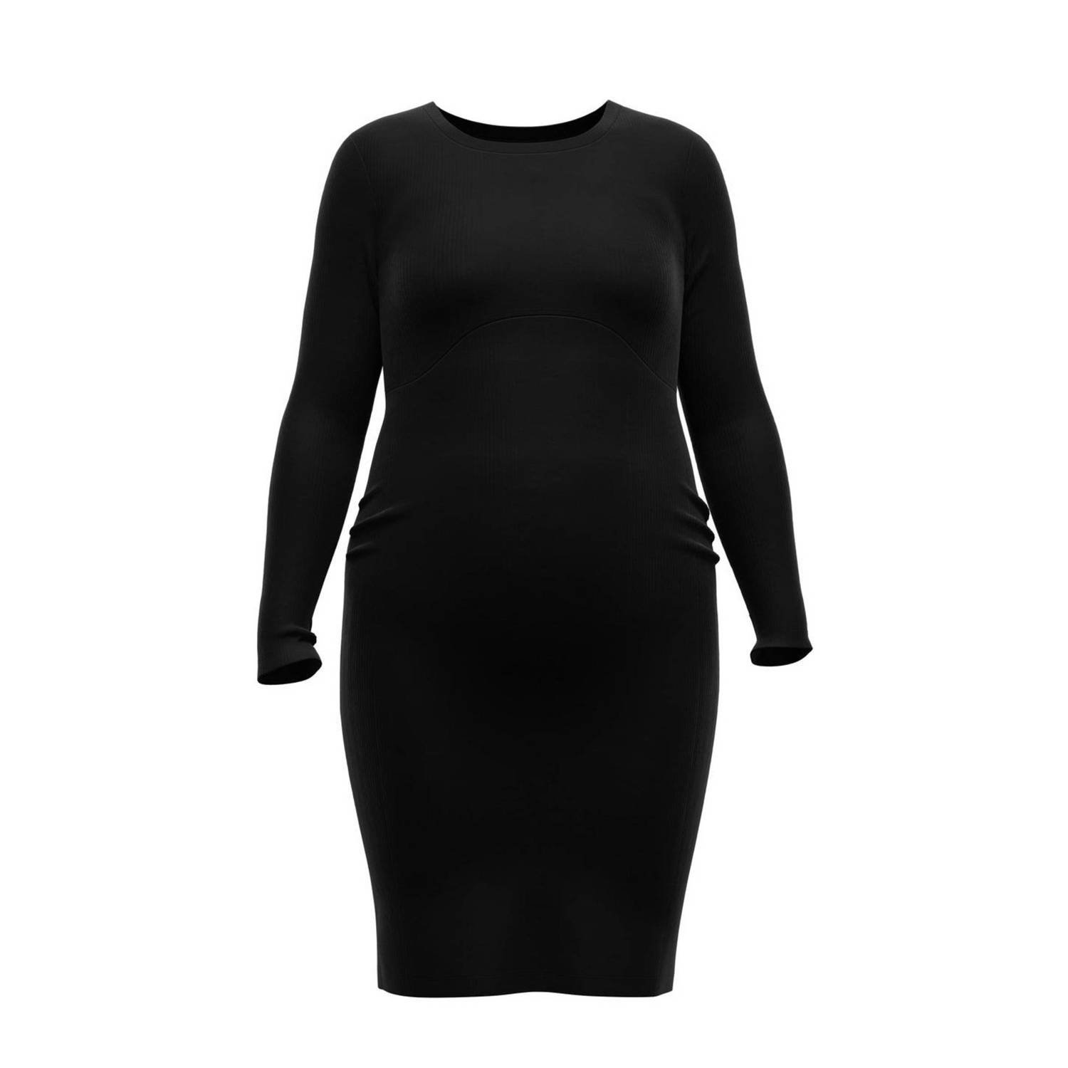 PIECES Maternity zwangerschapsjurk PMTEGAN zwart Dames Stretchkatoen Ronde hals XS