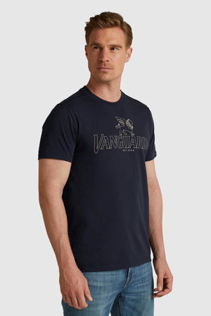 regular fit T-shirt met logo donkerblauw
