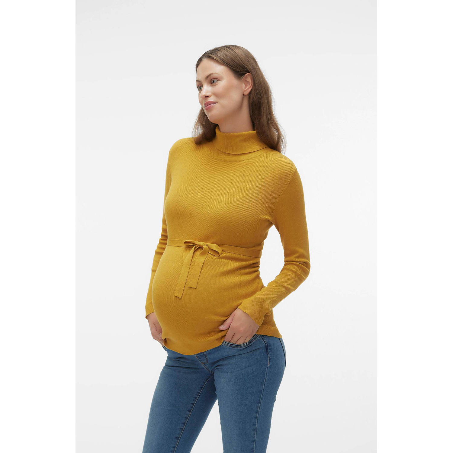 Mamalicious zwangerschapslongsleeve MLJACINA warmgeel Trui Dames Viscose Col XL